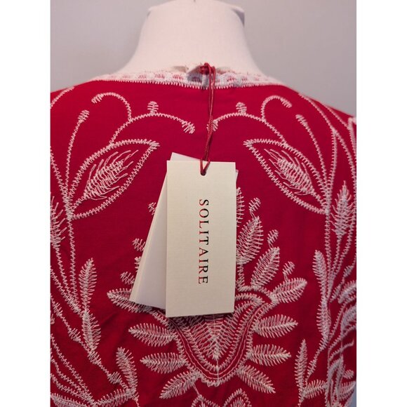 Solitaire Cottagecore Medium Boho Blouse Embroidered Ruffle Sleeve - Picture 3 of 5